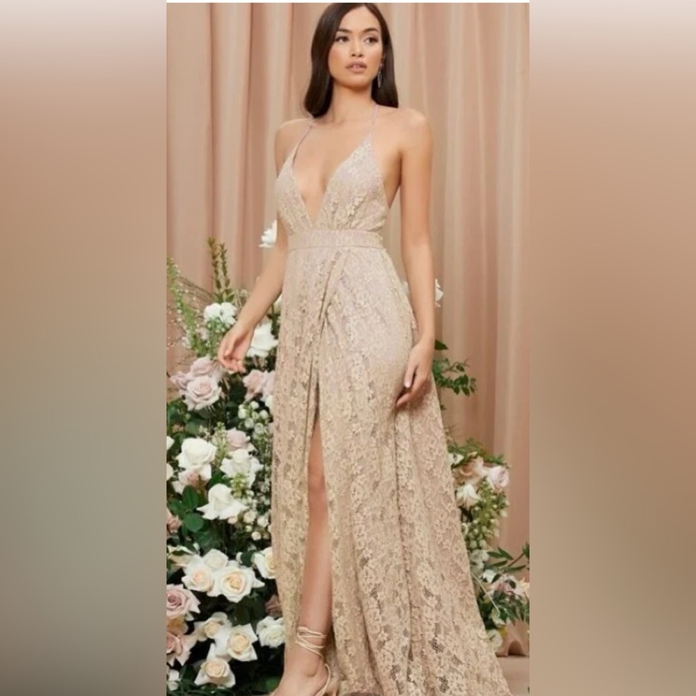 lulus Elegant Lace Cream Dress